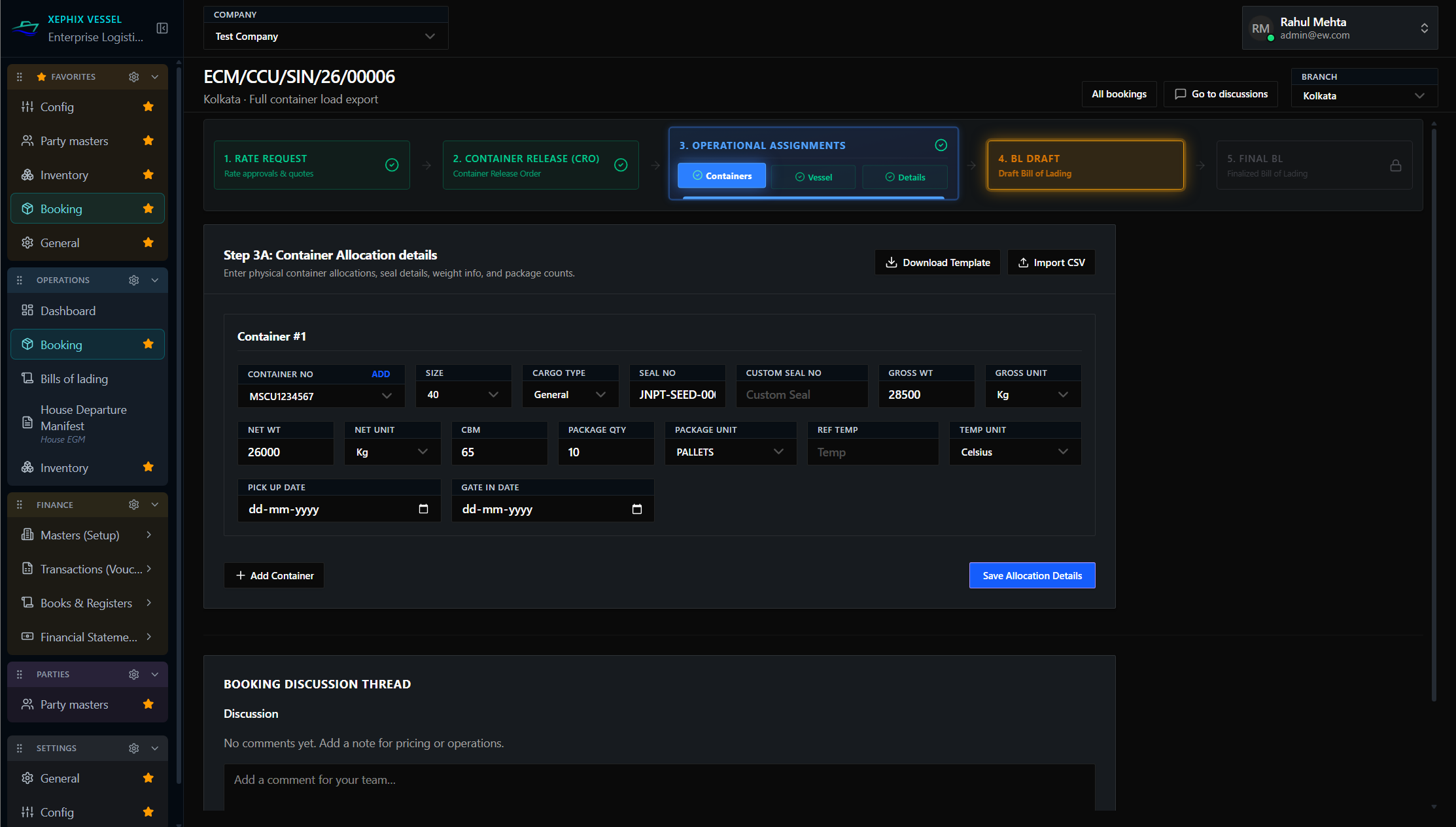 Xephix Vessel Step-by-Step Booking Workflow