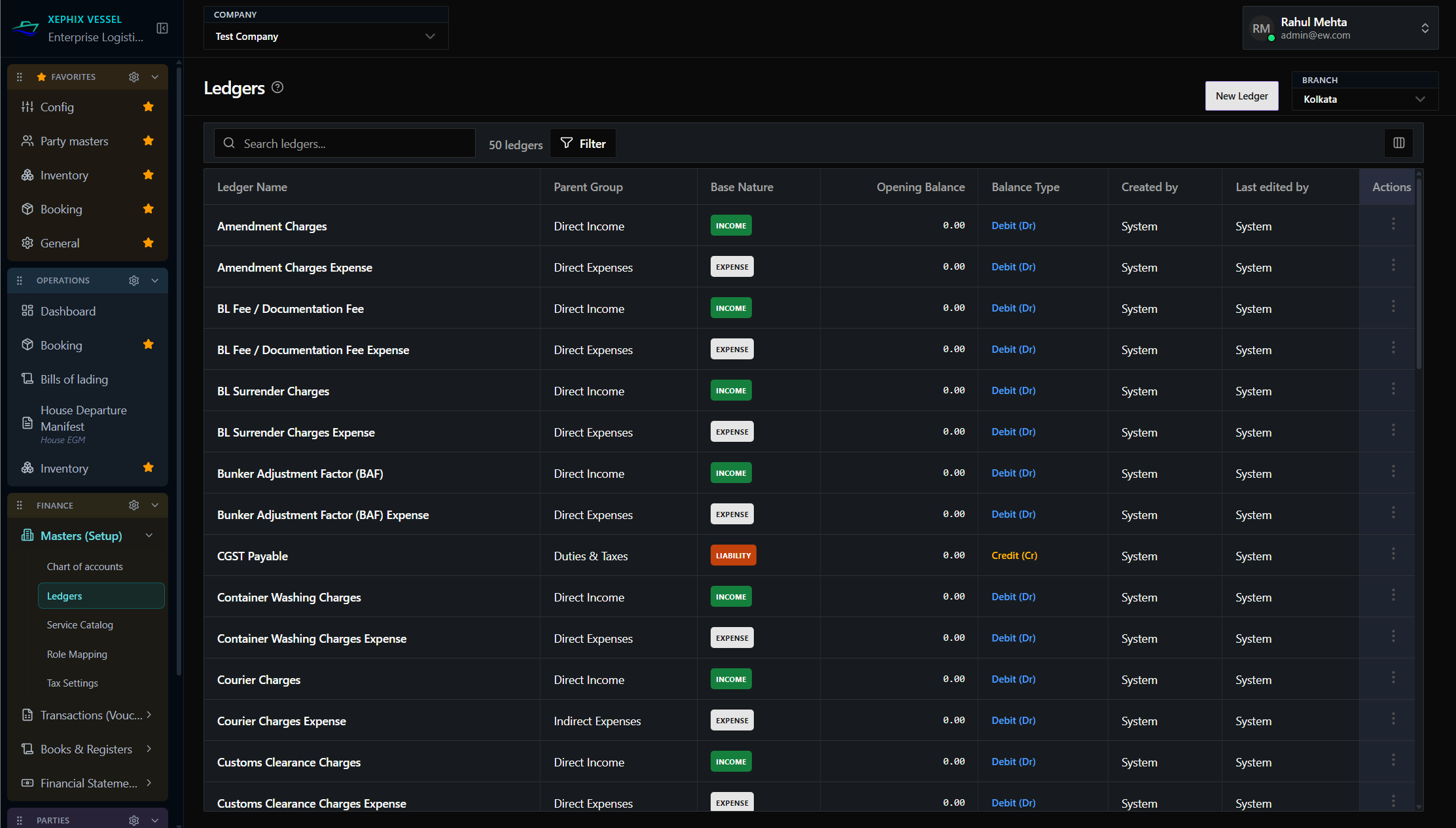 Xephix Vessel Freight Accounting and Financial Ledgers