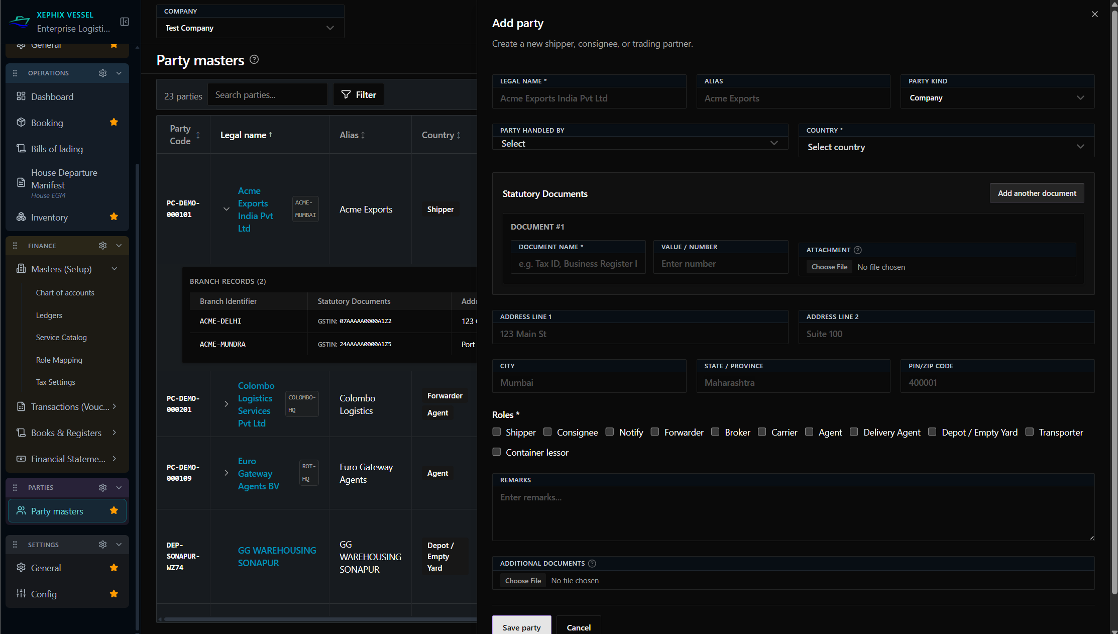 Xephix Vessel Counterparty Onboarding Form
